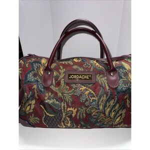 Vintage Jordache Floral Tapestry Duffel Bag Boho Marry Poppins Purse Overnight